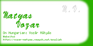 matyas vozar business card